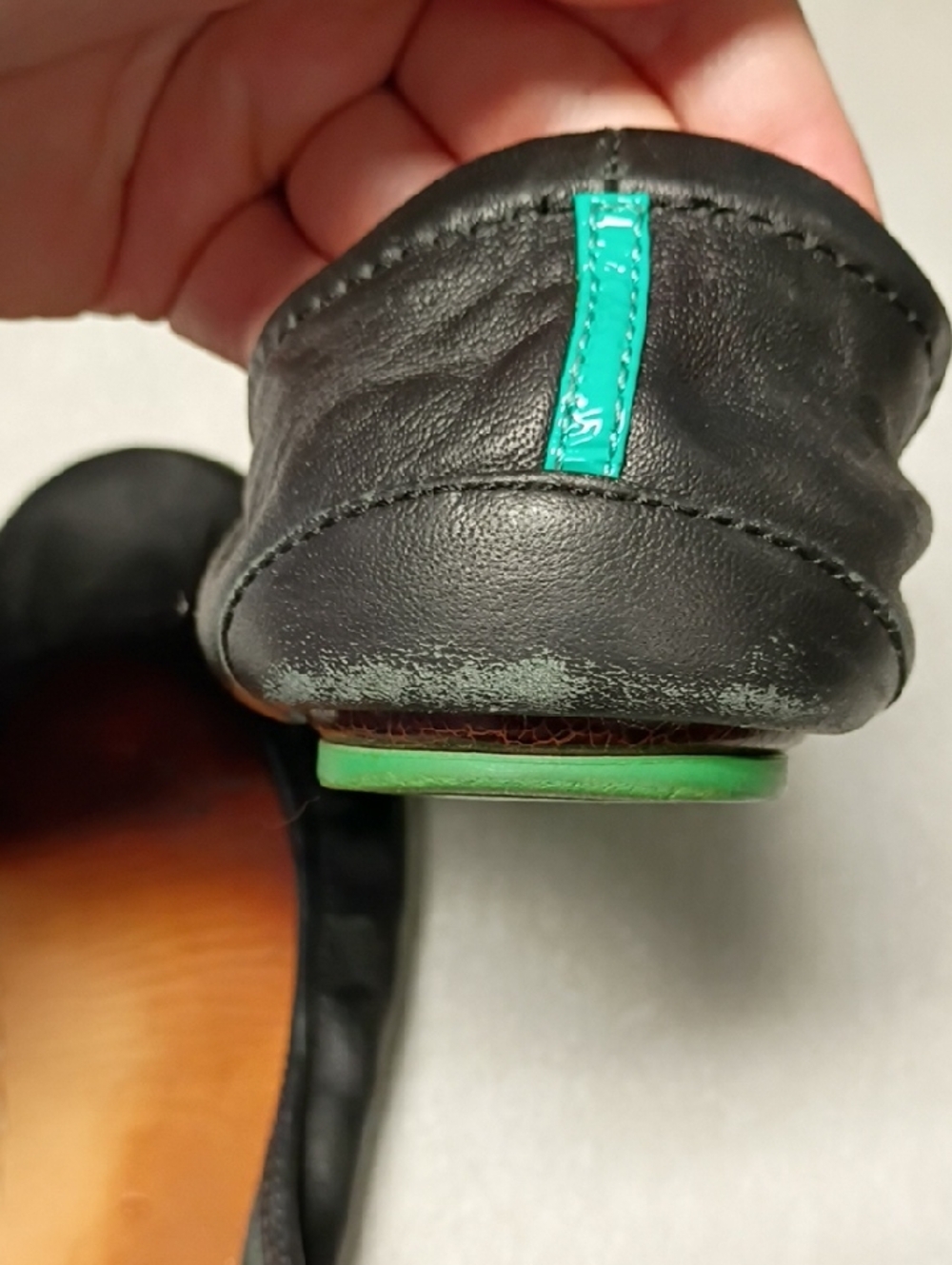 Tieks Black Leather Ballet Flats with Tan Insole - Picture 6 of 8